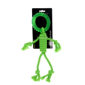 Scream Rope Man w/TPR Head Loud Green Dog Puppy Toy Tug of War 30 cm
