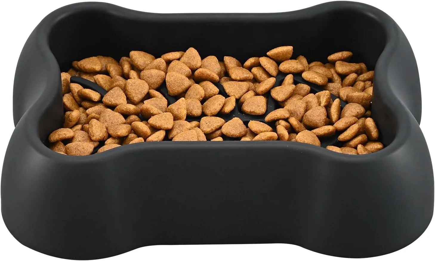 Slow Feeder Dog/Cat Puzzle Feeder, Non Skid Bloat Stop Feeding Bowl (Black)