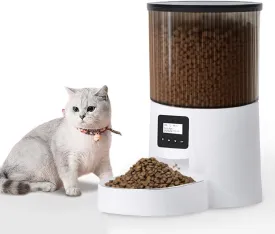 SLuB Automatic Cat Feeder 4L Pet Food Dispenser Precise Timer, 10s Voice Recorder, LCD Display and Dual Power Supply Design 1-4 Meals per Day Suitable for Small and Medium Pet Cats and Dogs