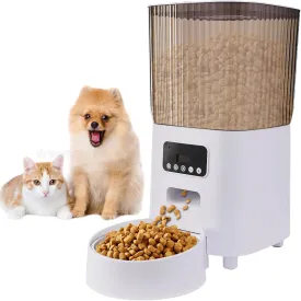 Smart Automatic Pet Feeder 5L Reliable Auto Cat Food Feeder with Digital Display Screen Timed Pet Food Dispenser for Cats and Dogs with Desi-ccant Box, Charging & Battery-Operated, Portion Control