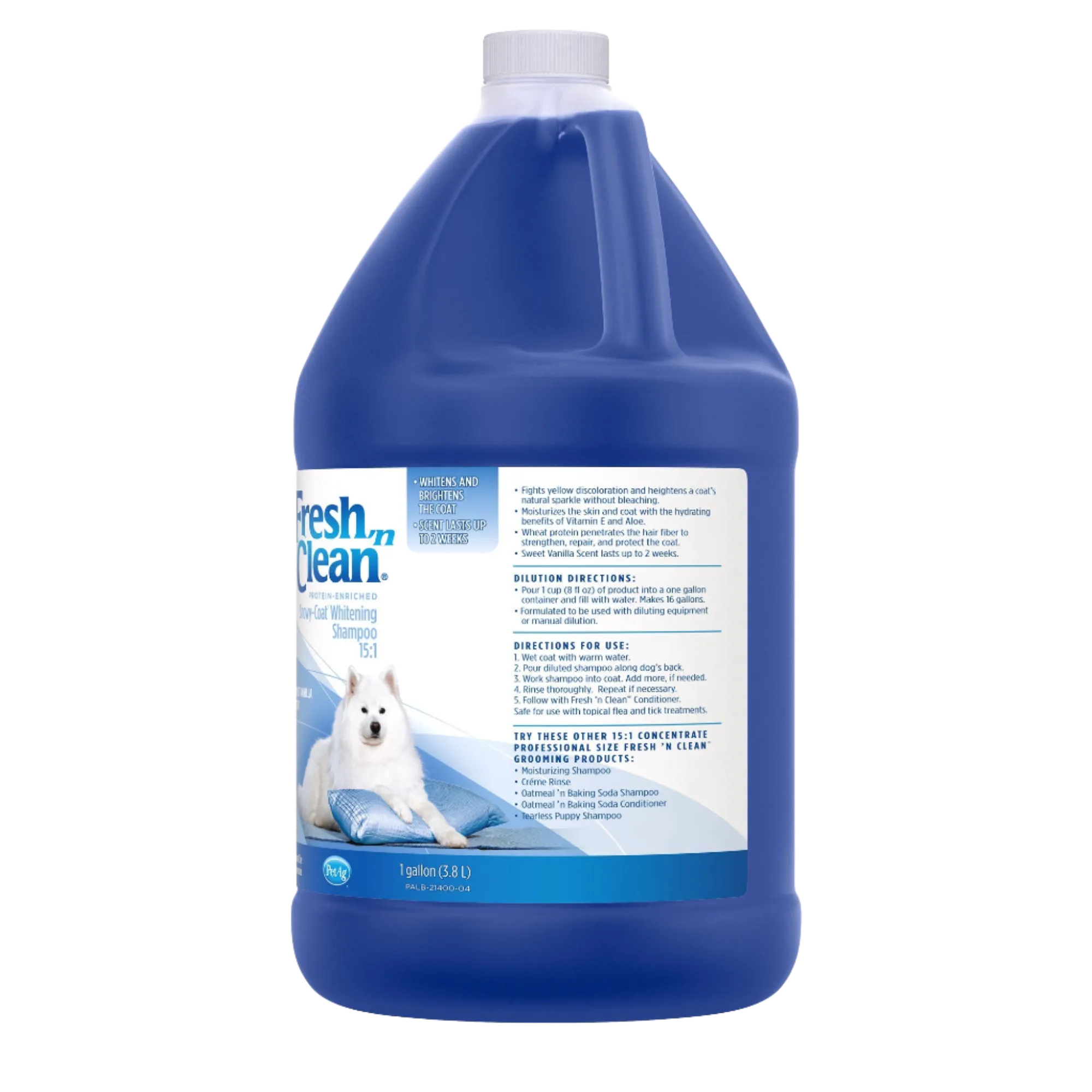Snowy-Coat Whitening Shampoo Vanilla Scent 15:1 Concentrate Gallon by Fresh 'n Clean