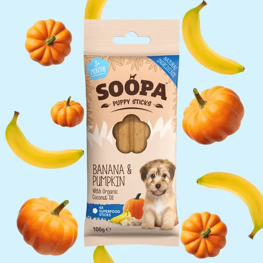 Soopa Puppy Banana & Pumpkin Dental Sticks Dog Chew