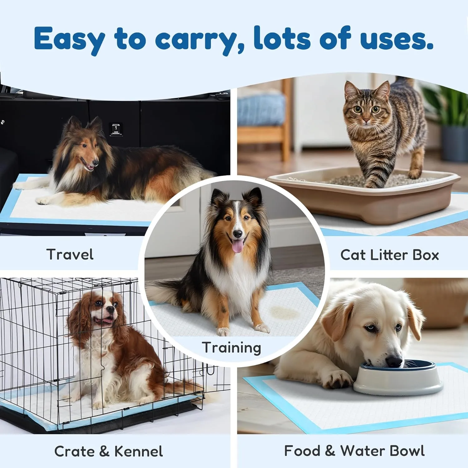 Super-Absorbent Waterproof Dog and Puppy Pet Training Pad, Housebreaking Pet Pad,Blue (23.6"x23.6" 100PCS)
