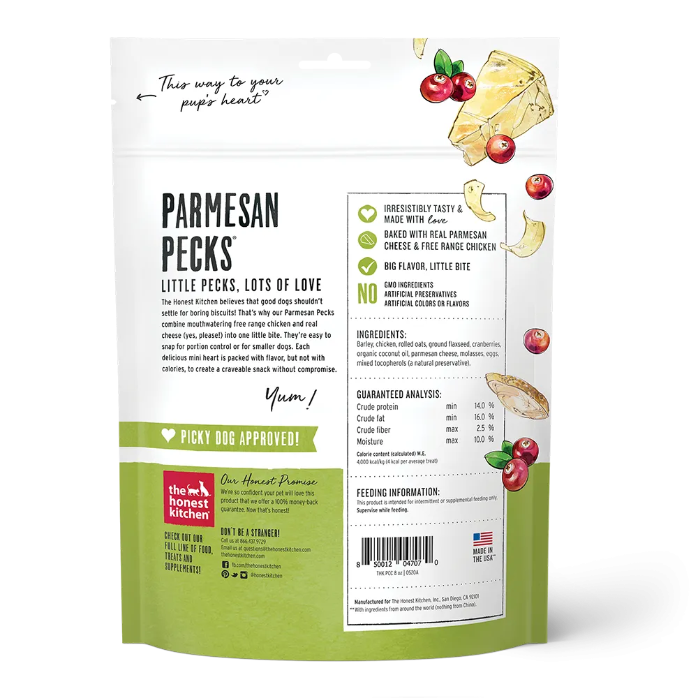 The Honest Kitchen Parmesan Pecks Chicken & Cranberry Recipe Dog Treat, 8oz