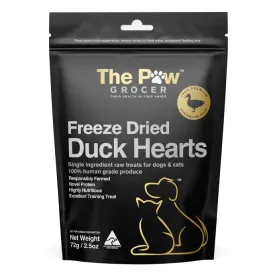 The Paw Grocer Black Label Freeze Dried Duck Heart Dog and Cat Treats 72g^^^