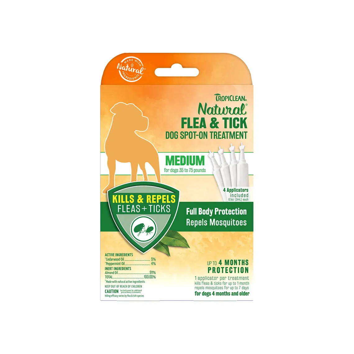 Tropiclean Natural Flea & Tick Spot On Treatment for Dogs