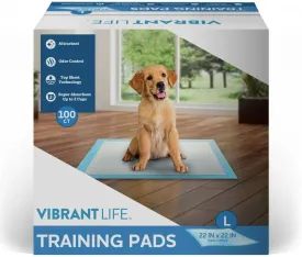Vibrant Life Training Pads, Large, 22 in x 22 in, 100 Count
