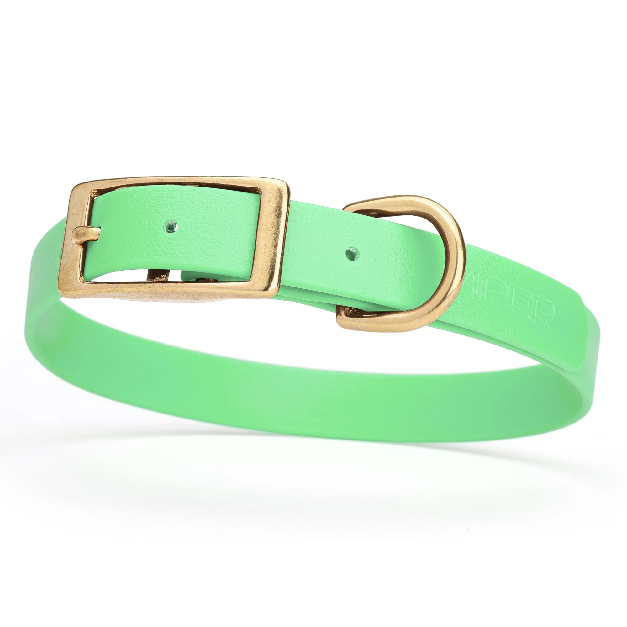 Viper Biothane Waterproof Dog Collar - Brass Hardware - Size M (15" - 18")