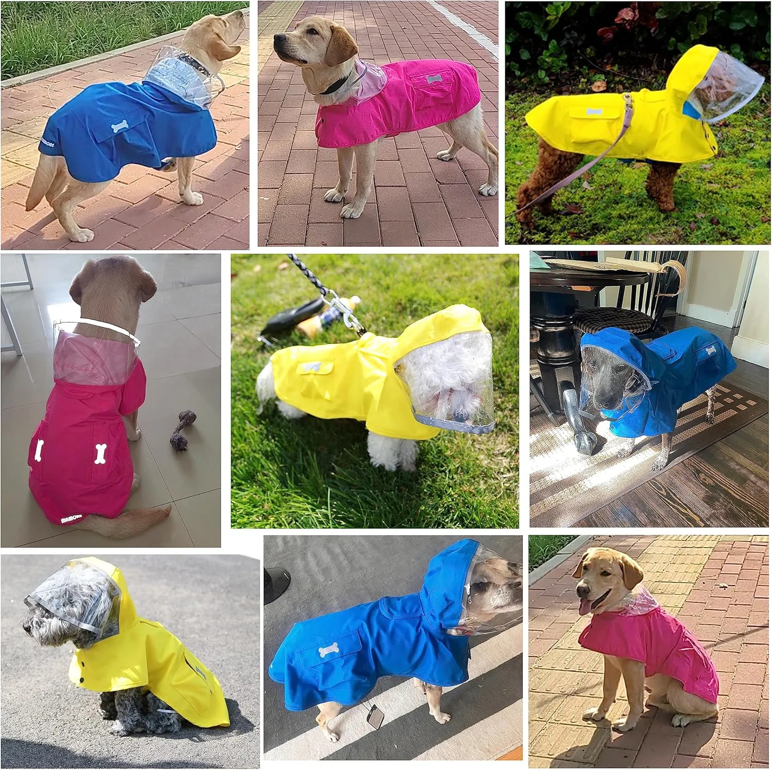 Waterproof Dog Raincoat, Adjustable Reflective Lightweight Pet Rain Clothes with Poncho Hood (X-Small, Dark Pink)