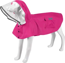 Waterproof Dog Raincoat, Adjustable Reflective Lightweight Pet Rain Clothes with Poncho Hood (X-Small, Dark Pink)