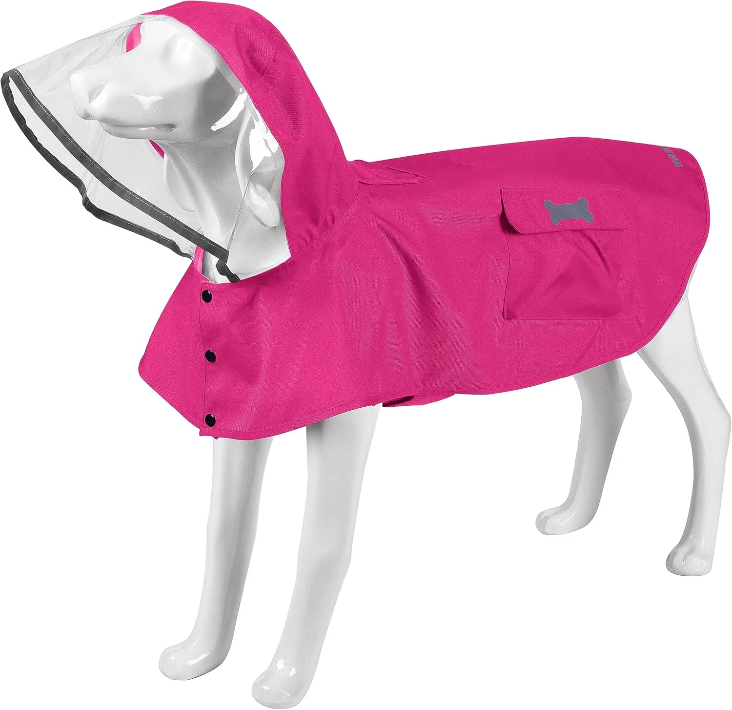 Waterproof Dog Raincoat, Adjustable Reflective Lightweight Pet Rain Clothes with Poncho Hood (X-Small, Dark Pink)