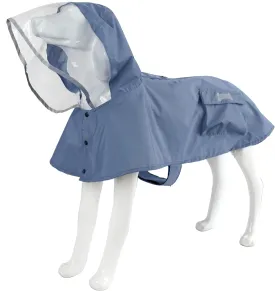 Waterproof Dog Raincoat, Adjustable Reflective Lightweight Pet Rain Clothes with Poncho Hood(Medium, Blue&Grey)