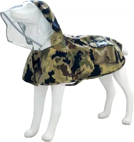 Waterproof Dog Raincoat, Adjustable Reflective Lightweight Pet Rain Clothes with Poncho Hood(Medium,Camo)