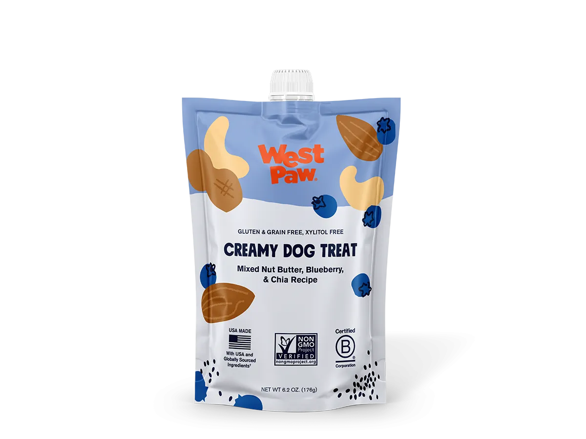 West Paw Creamy Dog Treat Nut Butter & Blueberry 6.2oz